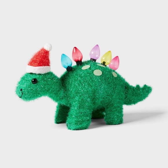 COPY - COPY - Christmas 15" Incandescent Tinsel Dinosaur with Santa Hat Christm… - Picture 3 of 3